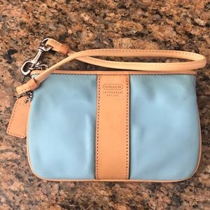 Coach Wristlet baby blue & tan